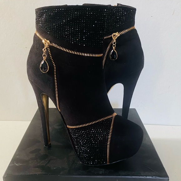 Bebe Everly Rhinestone Zipper platform boots Sz 8 - Picture 2 of 9